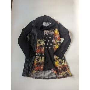 Parsley & Sage Medium Cowl Neck Patchwork Patterned Sweater Shirt
